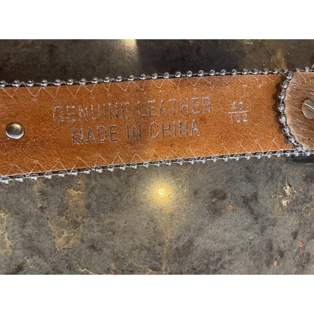 Western Rhinestone Cowhide Belt Hair On Hide Bling Cowgirl Rodeo‎ Montana West